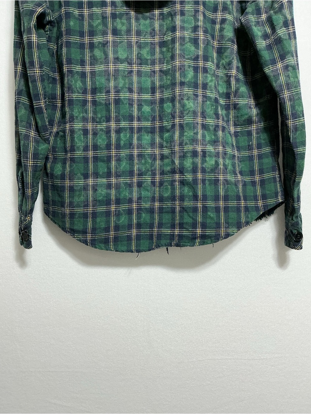 Current Mood Green Plaid Hooded Flannel Shirt Women’s S Grunge Distressed - Picture 12 of 15